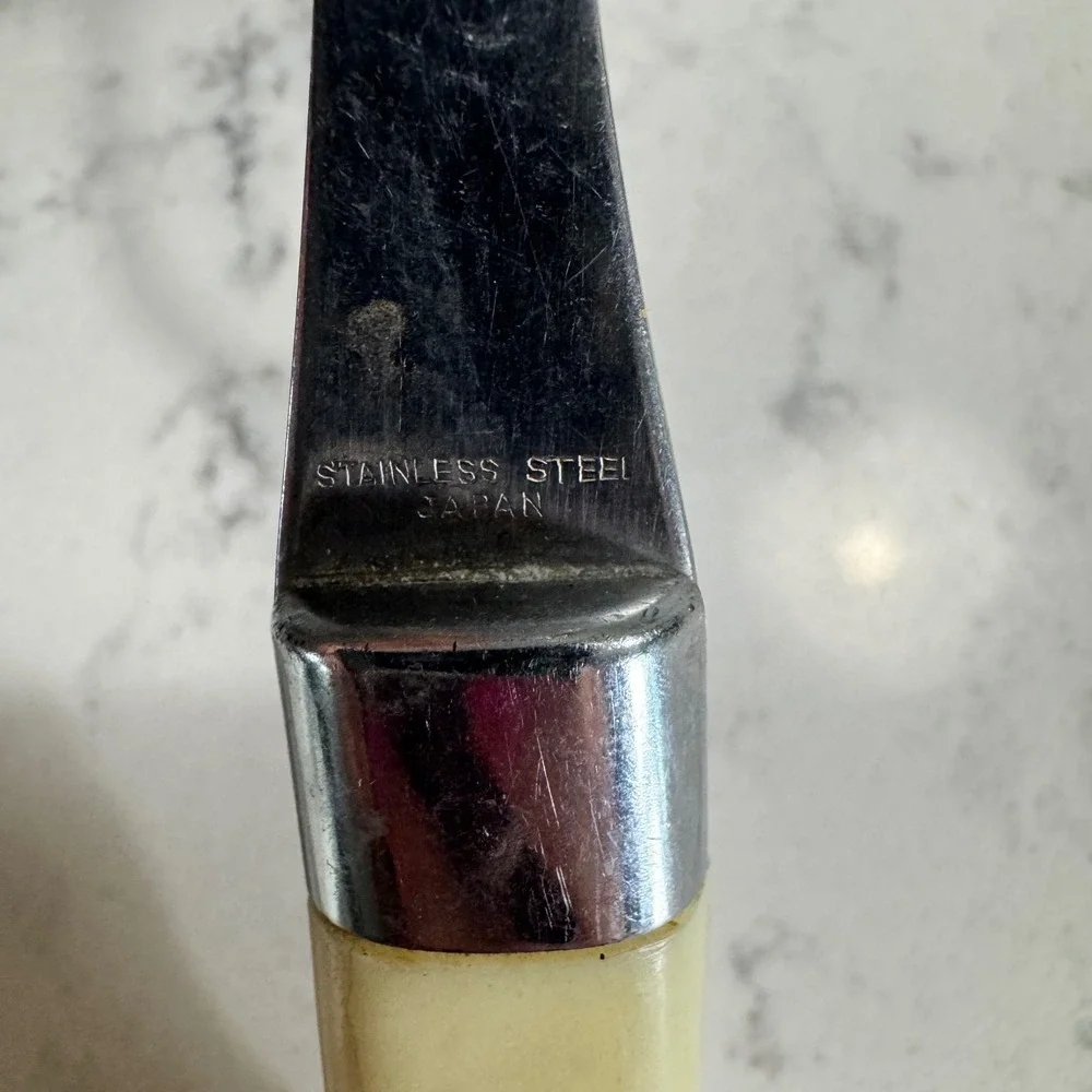 VINTAGE Crown Awards STEAK AND RIB Fork Bakelite Handle Micro‎ Honed Made Japan